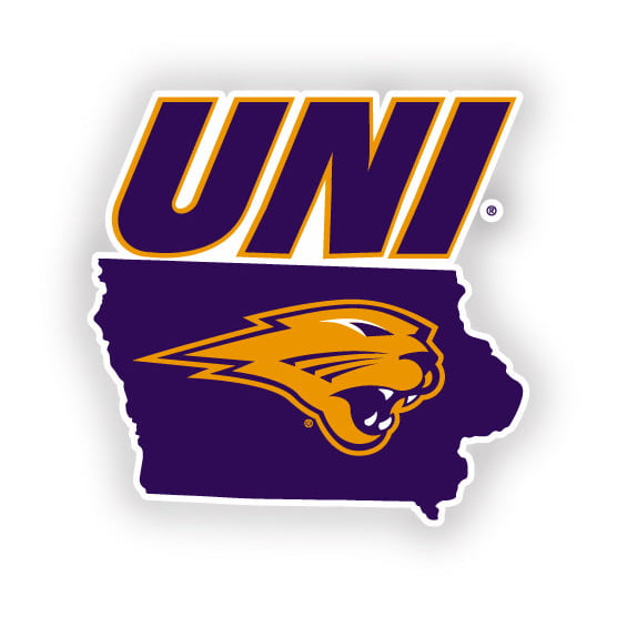 Northern Iowa Panthers 4-Inch State Shape NCAA Vinyl Decal Sticker for Fans, Students, and Alumni Image 1