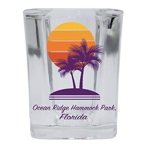 Ocean Ridge Hammock Park Florida Souvenir 2 Ounce Square Shot Glass Palm Design Image 1