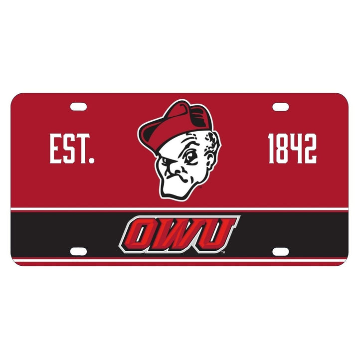 NCAA Ohio Wesleyan University Metal License Plate - Lightweight, Sturdy and Versatile Image 1