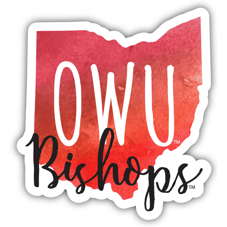 Ohio Wesleyan University 2-Inch on one of its sides Watercolor Design NCAA Durable School Spirit Vinyl Decal Sticker Image 1