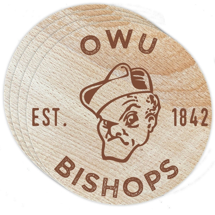 Ohio Wesleyan University Officially Licensed Wood Coasters (4-Pack) - Laser Engraved, Never Fade Design Image 1