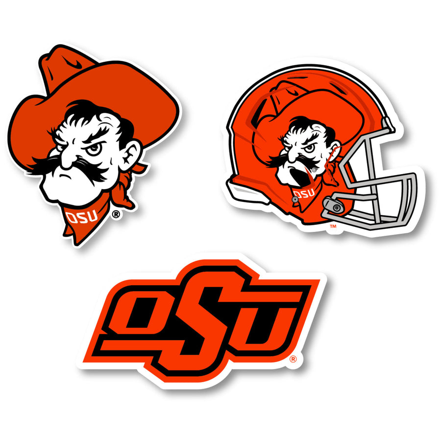 Oklahoma State Cowboys 3 Pack 4-Inch Each NCAA Durable School Spirit Vinyl Decal Sticker Image 1