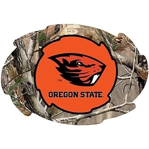 Oregon State Beavers Camo Design Swirl Shape 5x6-Inch NCAA High-Definition Magnet - Versatile Metallic Surface Adornment Image 1