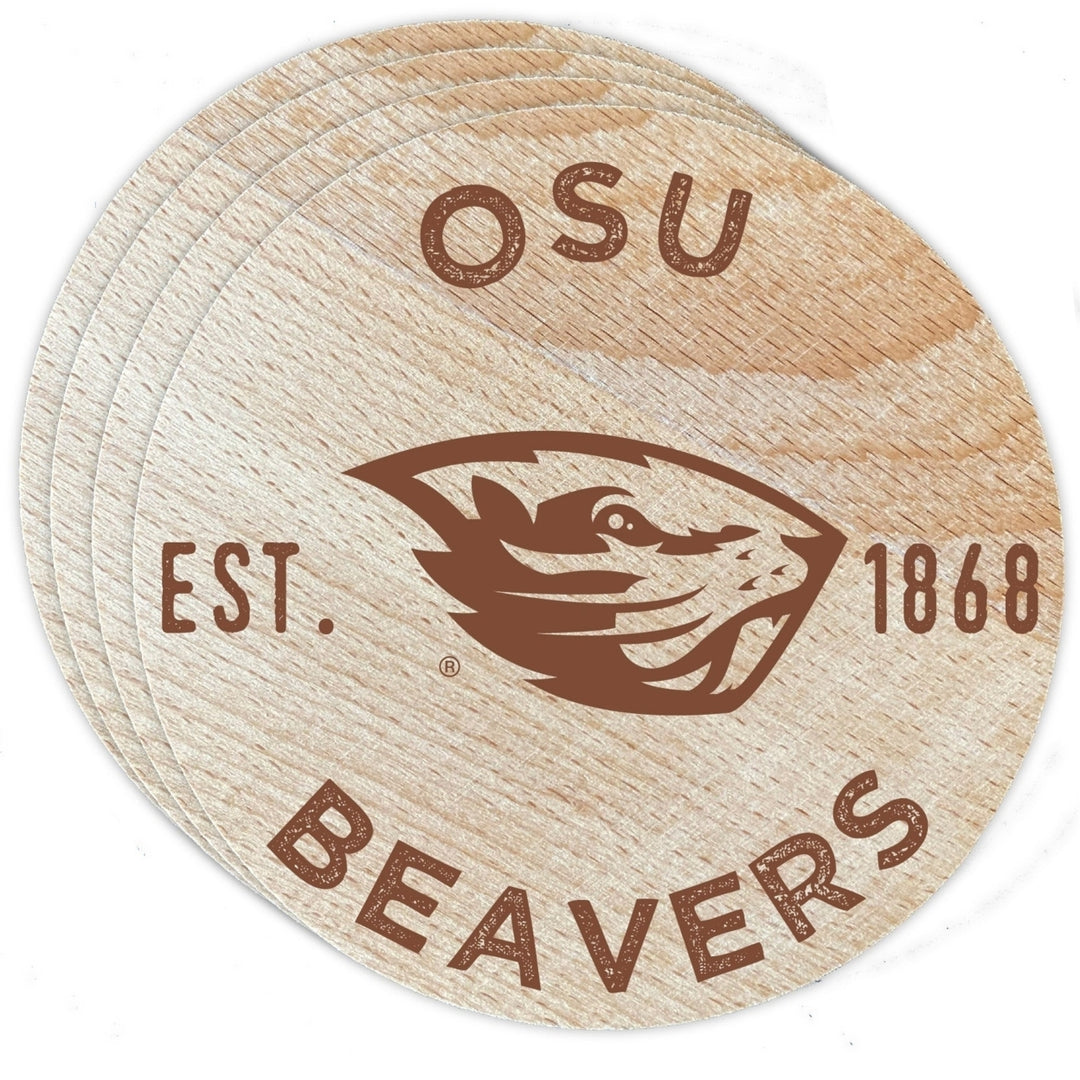 Oregon State Beavers Officially Licensed Wood Coasters (4-Pack) - Laser Engraved, Never Fade Design Image 1