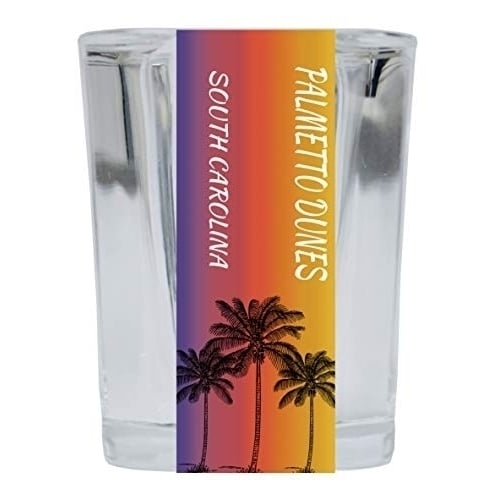 Palmetto Dunes South Carolina 2 Ounce Square Shot Glass Palm Tree Design Image 1