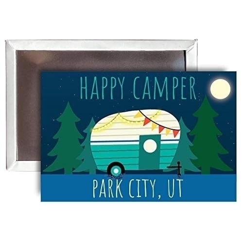 Park City Utah Souvenir 2x3-Inch Fridge Magnet Happy Camper Design Image 1