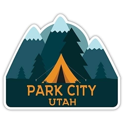 Park City Utah Souvenir 4-Inch Fridge Magnet Camping Tent Design Image 1