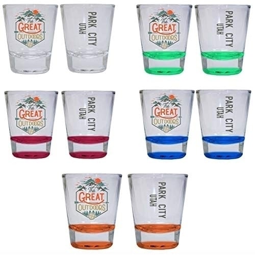 Park City Utah The Great Outdoors Camping Adventure Souvenir Round Shot Glass (Green, 1) Image 1