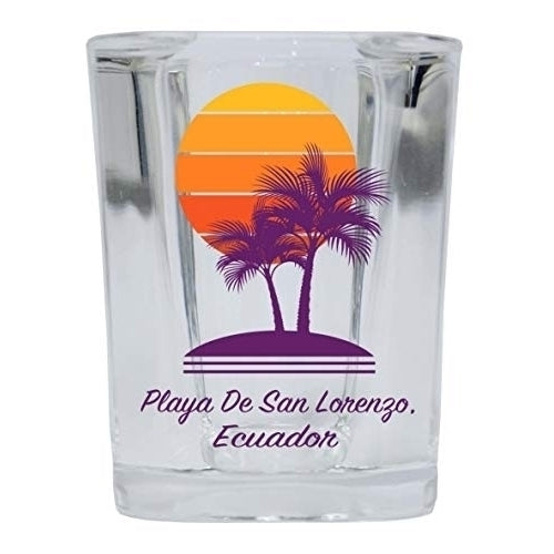 Playa De San Lorenzo Ecuador Souvenir 2 Ounce Square Shot Glass Palm Design Image 1