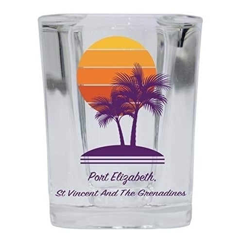 Port Elizabeth St Vincent And The Grenadines Souvenir 2 Ounce Square Shot Glass Palm Design Image 1