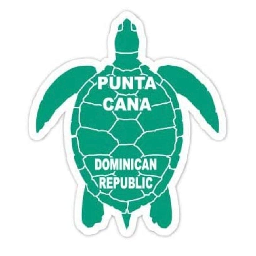 Punta Cana Dominican Republic 4 Inch Green Turtle Shape Decal Stickerr Image 1