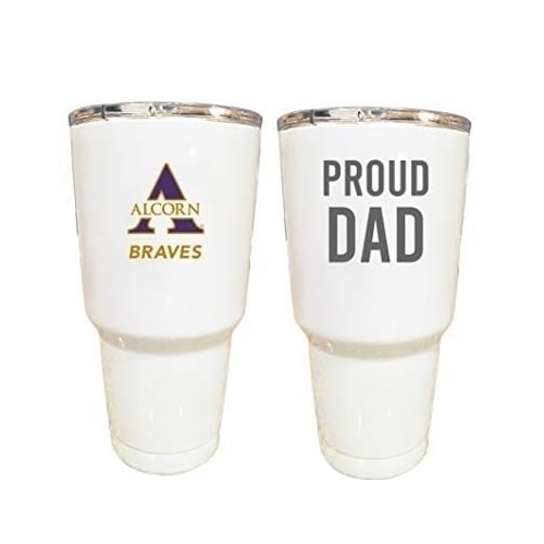 Alcorn State Braves Proud Dad 24 oz Insulated Stainless Steel Tumbler White Image 1