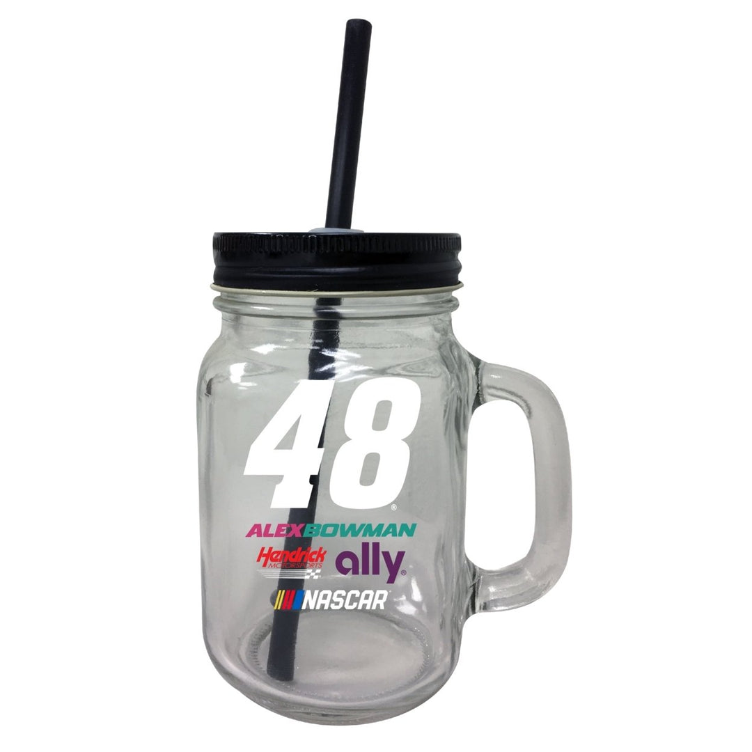 R and R Imports Alex Bowman 48 NASCAR Mason Jar Tumbler Image 1