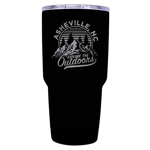 Asheville North Carolina Souvenir Laser Engraved 24 oz Insulated Stainless Steel Tumbler Black. Image 1