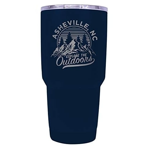 Asheville North Carolina Souvenir Laser Engraved 24 oz Insulated Stainless Steel Tumbler Navy. Image 1