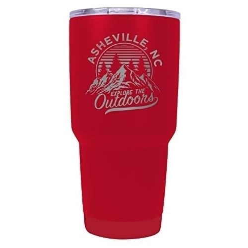 Asheville North Carolina Souvenir Laser Engraved 24 oz Insulated Stainless Steel Tumbler Red. Image 1