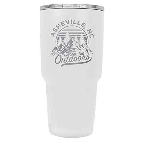 Asheville North Carolina Souvenir Laser Engraved 24 oz Insulated Stainless Steel Tumbler White White. Image 1