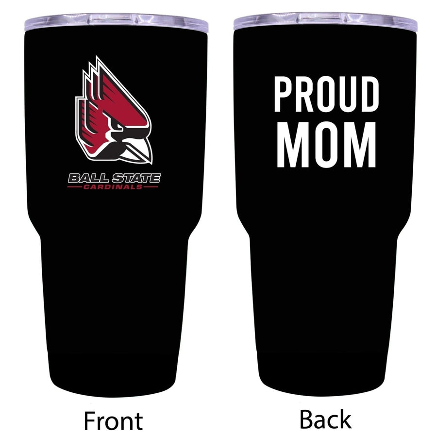 R and R Imports Ball State University Proud Mom 24 oz Insulated Stainless Steel Tumblers Black. Image 1