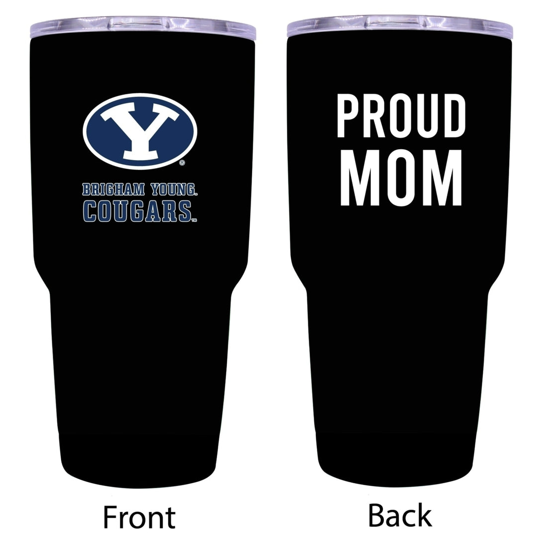 R and R Imports Brigham Young Cougars Proud Mom 24 oz Insulated Stainless Steel Tumblers Black. Image 1