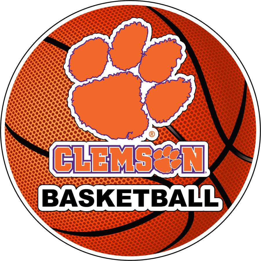 Clemson Tigers 4-Inch Round Basketball NCAA Hoops Pride Vinyl Decal Sticker Image 1