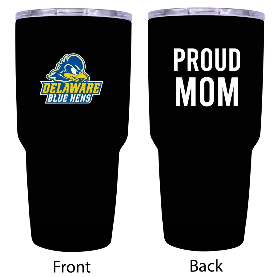 R and R Imports Delaware Blue Hens Proud Mom 24 oz Insulated Stainless Steel Tumblers Black. Image 1