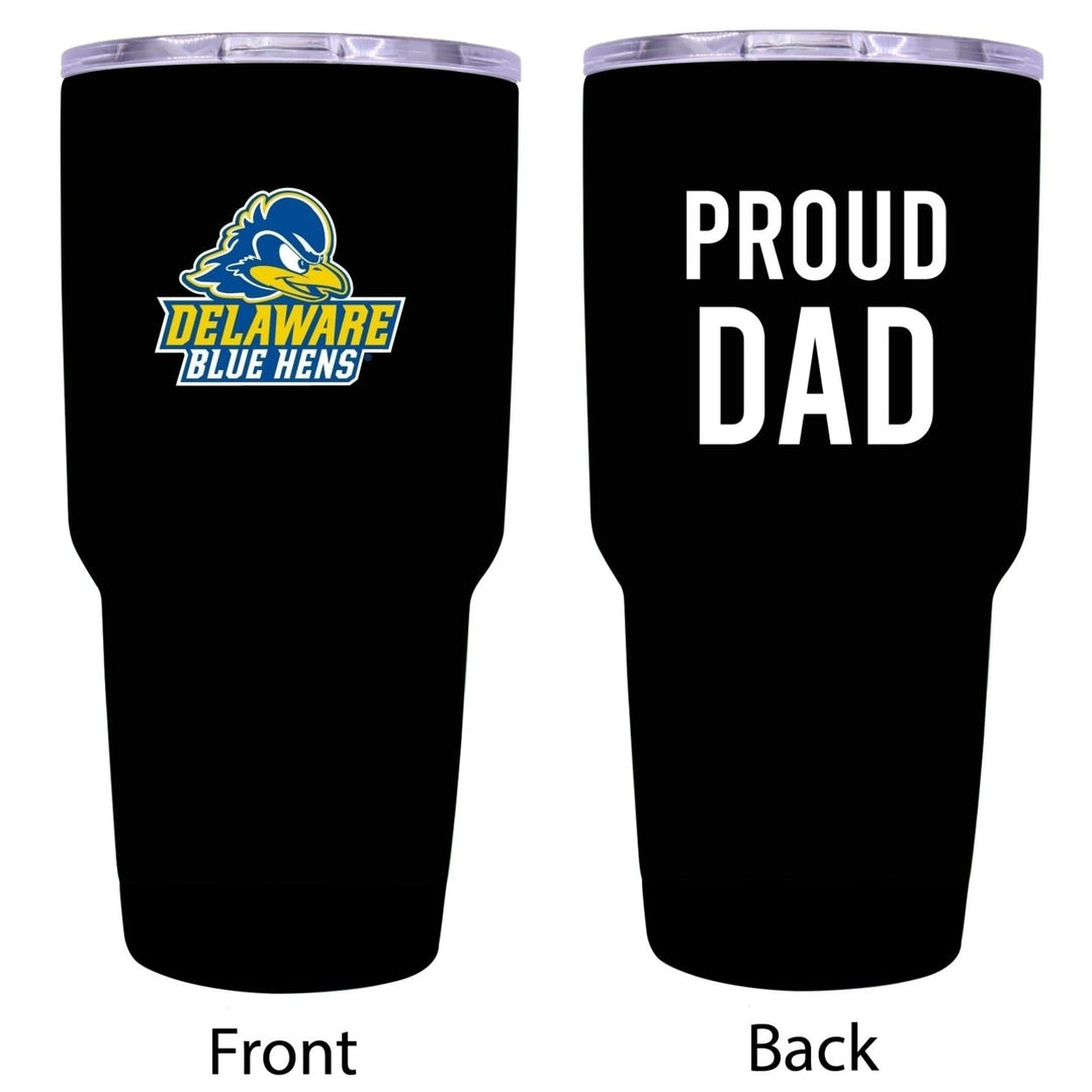 R and R Imports Delaware Blue Hens Proud Dad 24 oz Insulated Stainless Steel Tumblers Black. Image 1