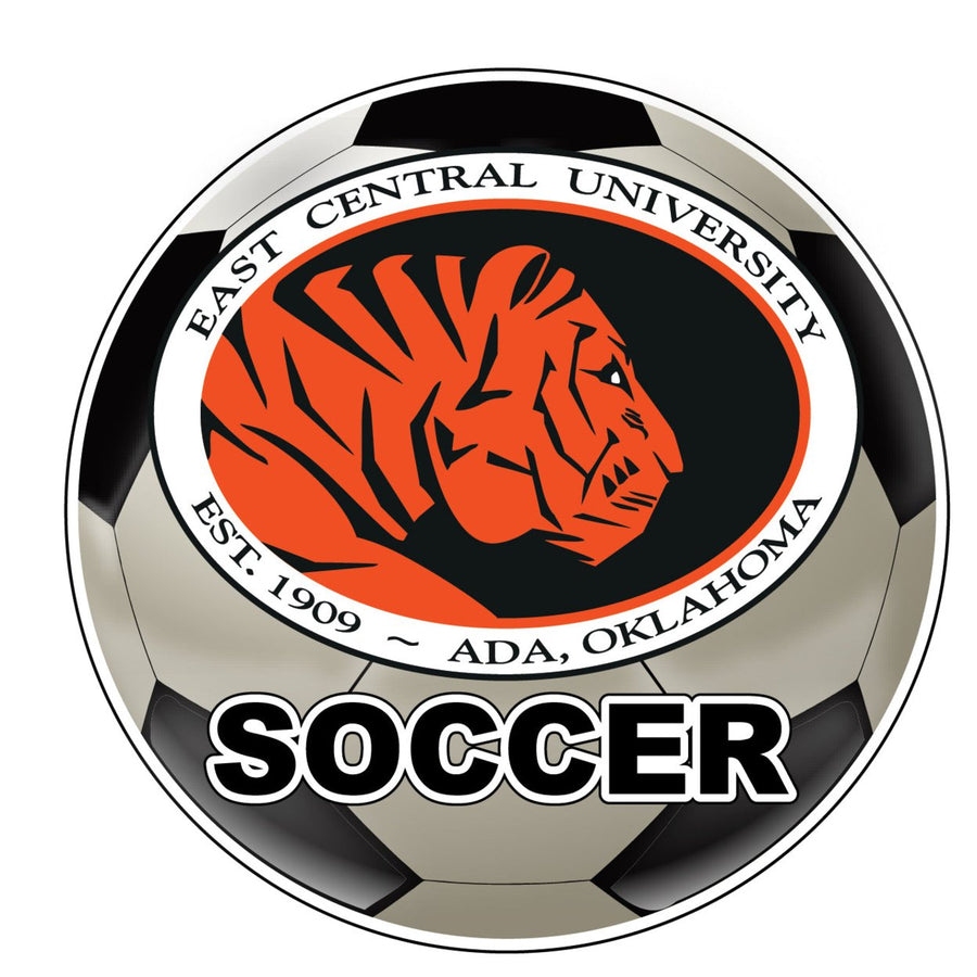 East Central University Tigers 4-Inch Round Soccer Ball NCAA Soccer Passion Vinyl Sticker Image 1