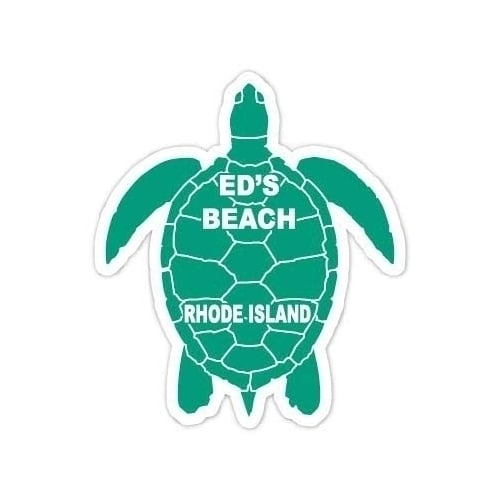 Eds Beach Rhode Island 4 Inch Green Turtle Shape Decal Sticke Image 1