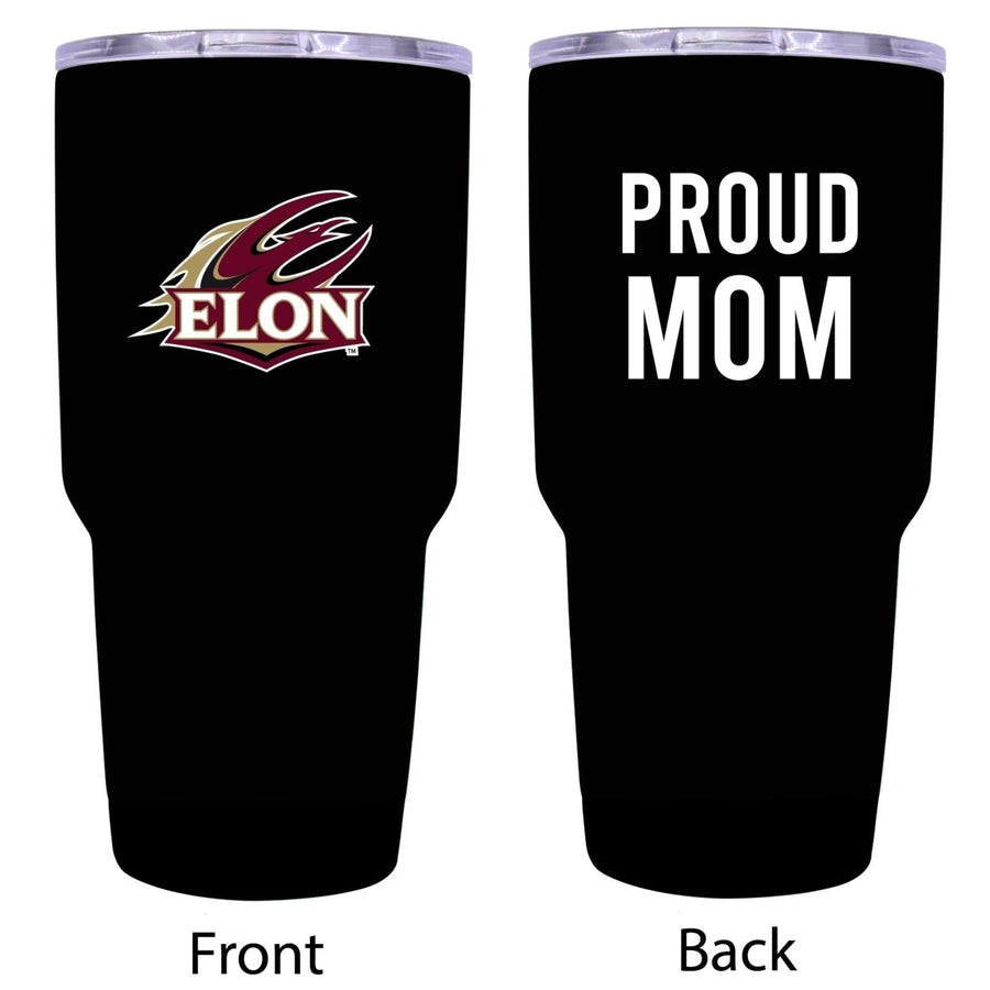 R and R Imports Elon University Proud Mom 24 oz Insulated Stainless Steel Tumblers Black. Image 1