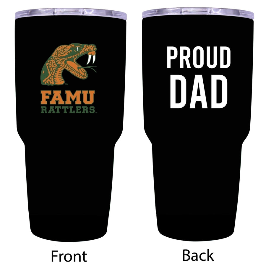 R and R Imports Florida AandM Rattlers Proud Dad 24 oz Insulated Stainless Steel Tumblers Black. Image 1