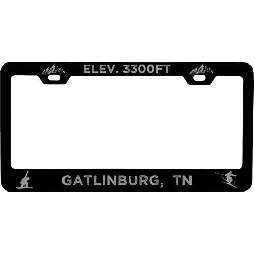 R and R Imports Gatlinburg Tennessee Etched Metal License Plate Frame Black Image 1