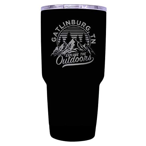 Gatlinburg Tennessee Souvenir Laser Engraved 24 oz Insulated Stainless Steel Tumbler Black. Image 1