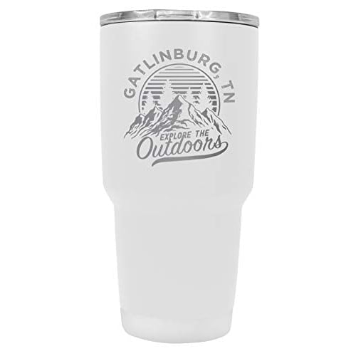 Gatlinburg Tennessee Souvenir Laser Engraved 24 oz Insulated Stainless Steel Tumbler White White. Image 1