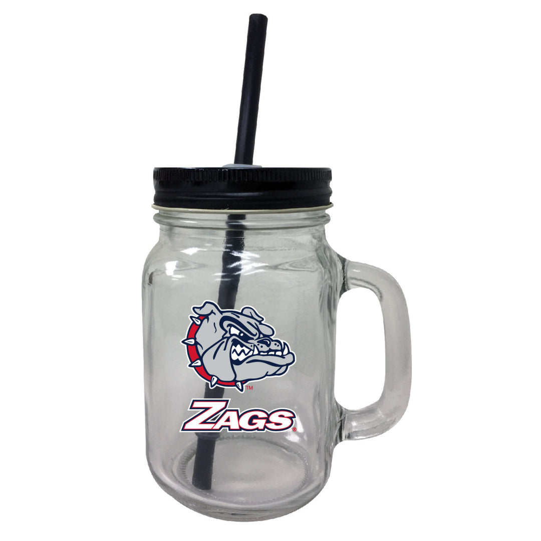 R and R Imports Gonzaga Bulldogs 16 oz Mason Jar Glass 2 Pack Image 1