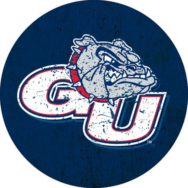 Gonzaga Bulldogs Distressed Wood Grain Design 4-Inch Round Shape NCAA High-Definition Magnet - Versatile Metallic Image 1