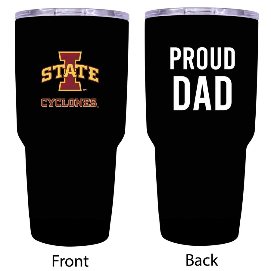 R and R Imports Iowa State Cyclones Proud Dad 24 oz Insulated Stainless Steel Tumblers Black. Image 1