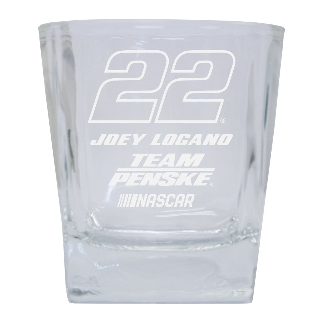 R and R Imports Joey Logano NASCAR 22 Etched Whiskey Glass 2-Pack Image 1