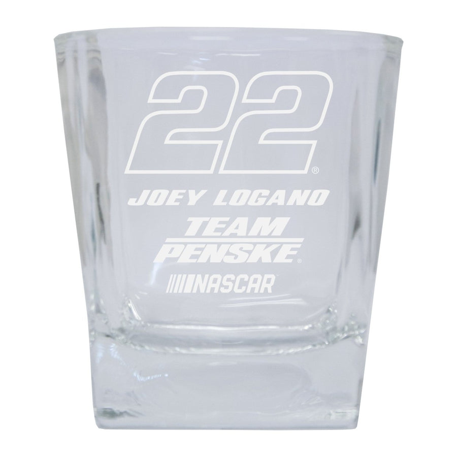 R and R Imports Joey Logano NASCAR 22 Etched Whiskey Glass 2-Pack Image 1