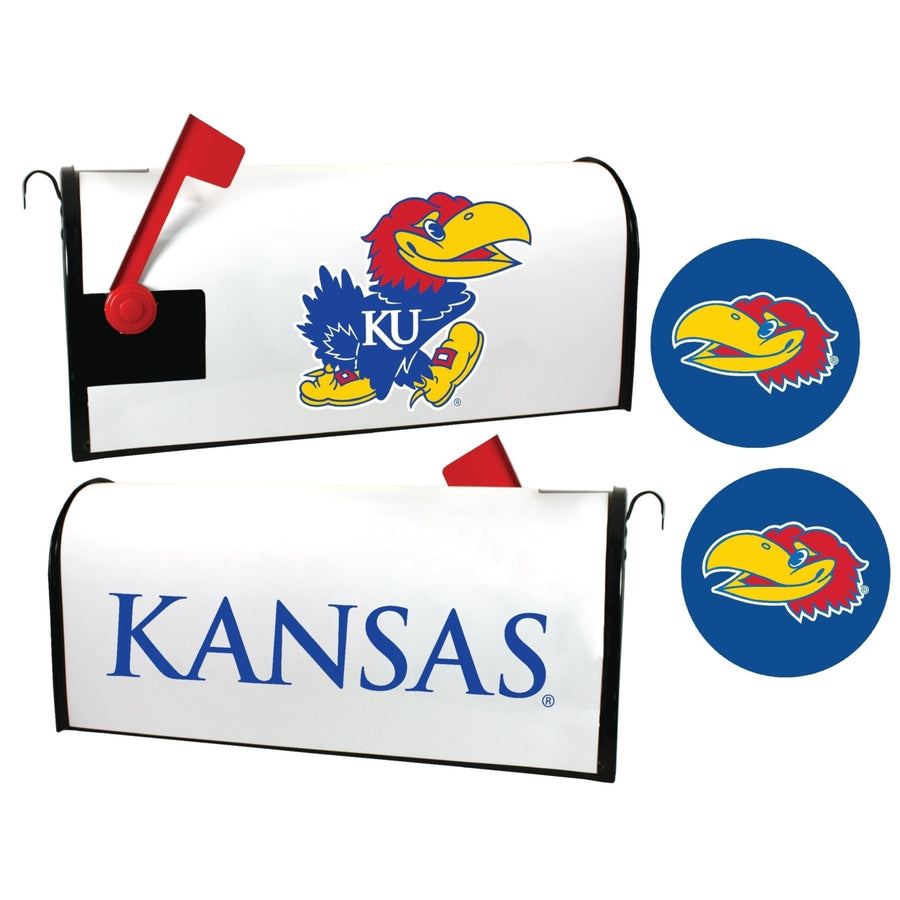 Kansas Jayhawks NCAA Officially Licensed Mailbox Cover and Sticker Set Image 1