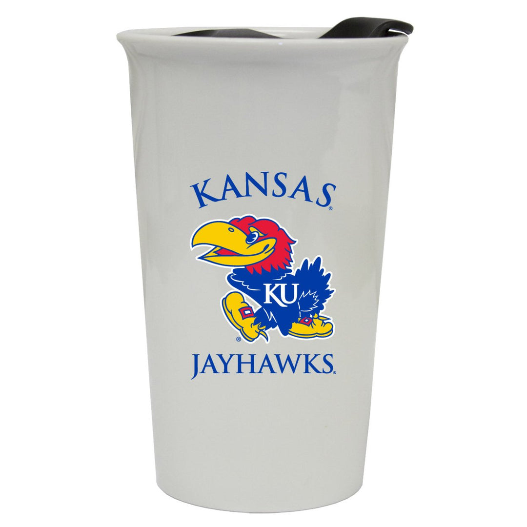 Kansas Jayhawks Double Walled Ceramic Tumbler Image 1