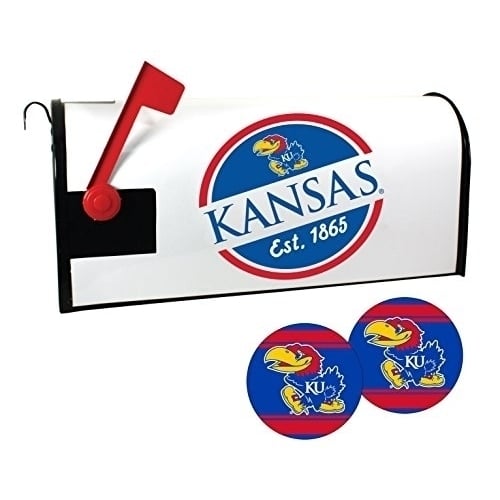 R and R Imports Kansas Jayhawks Magnetic Mailbox Cover and Sticker Set Image 1