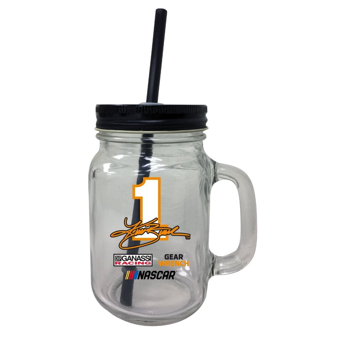 R and R Imports Kurt Busch 1 NASCAR Cup Series Mason Jar Tumbler Image 1