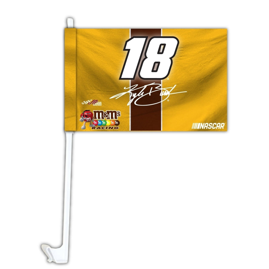 R and R Imports Kyle Busch 18 Nascar Car Flag Set of 2 Image 1