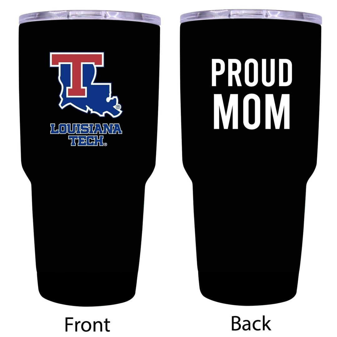 R and R Imports Louisiana Tech Bulldogs Proud Mom 24 oz Insulated Stainless Steel Tumblers Black. Image 1