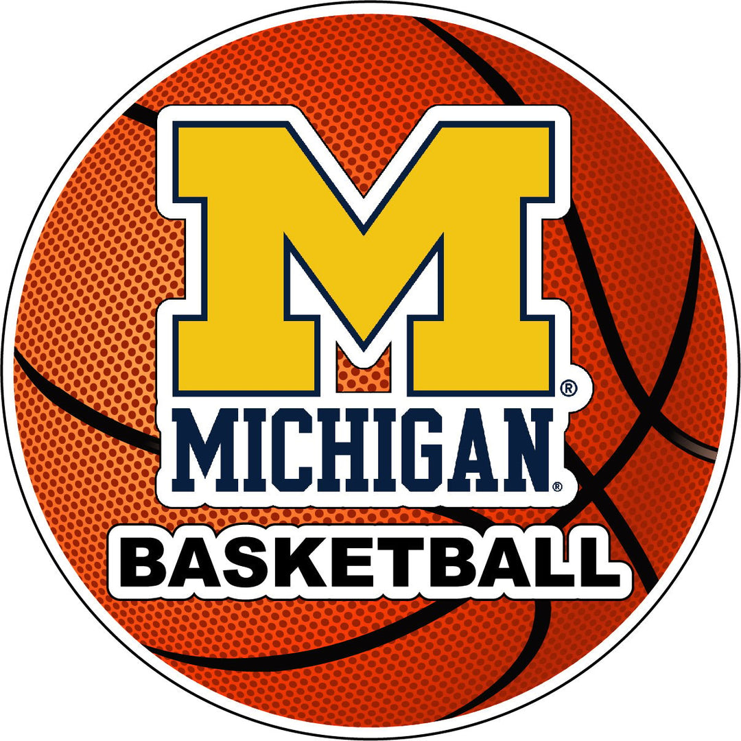 Michigan Wolverines 4-Inch Round Basketball NCAA Hoops Pride Vinyl Decal Sticker Image 1