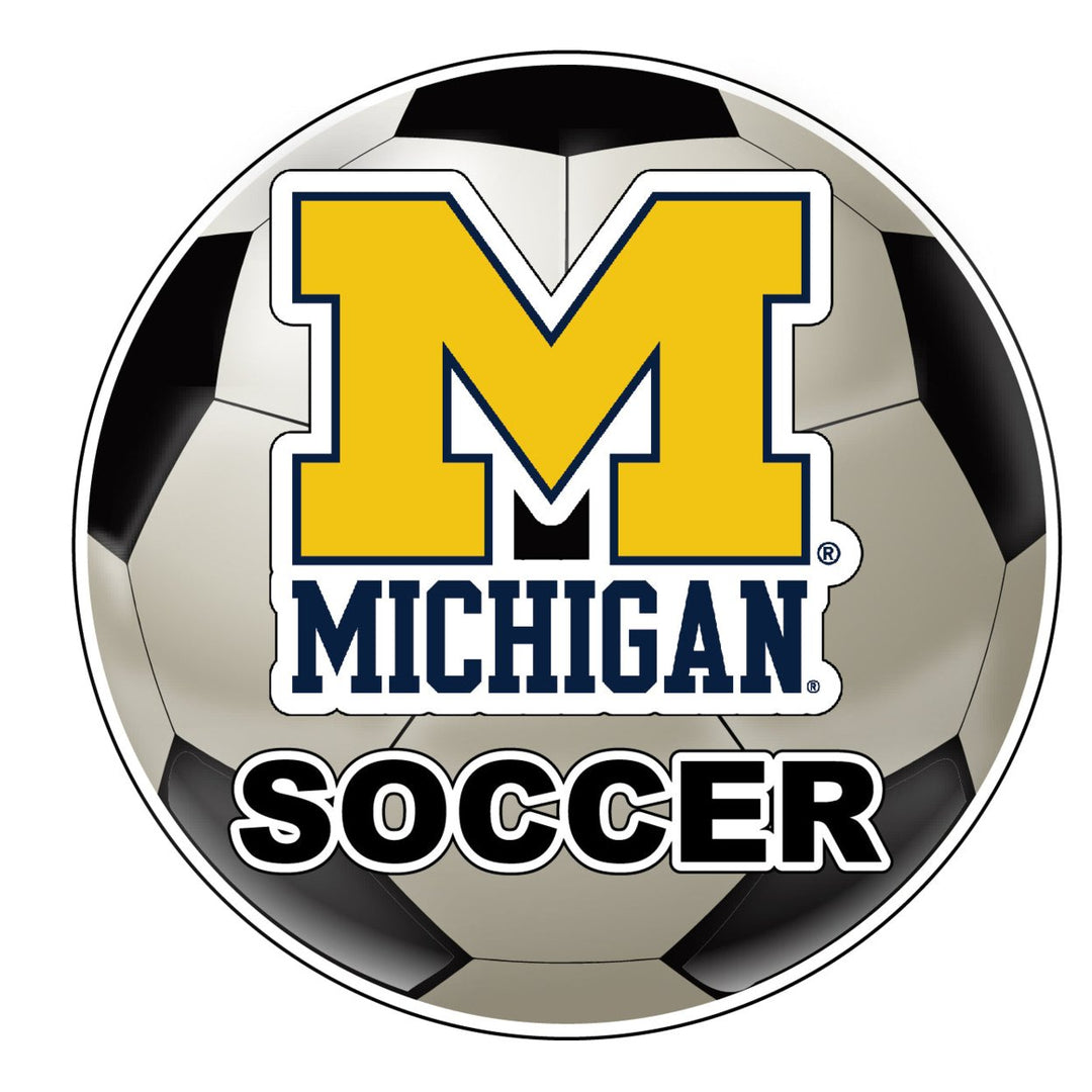 Michigan Wolverines 4-Inch Round Soccer Ball NCAA Soccer Passion Vinyl Sticker Image 1