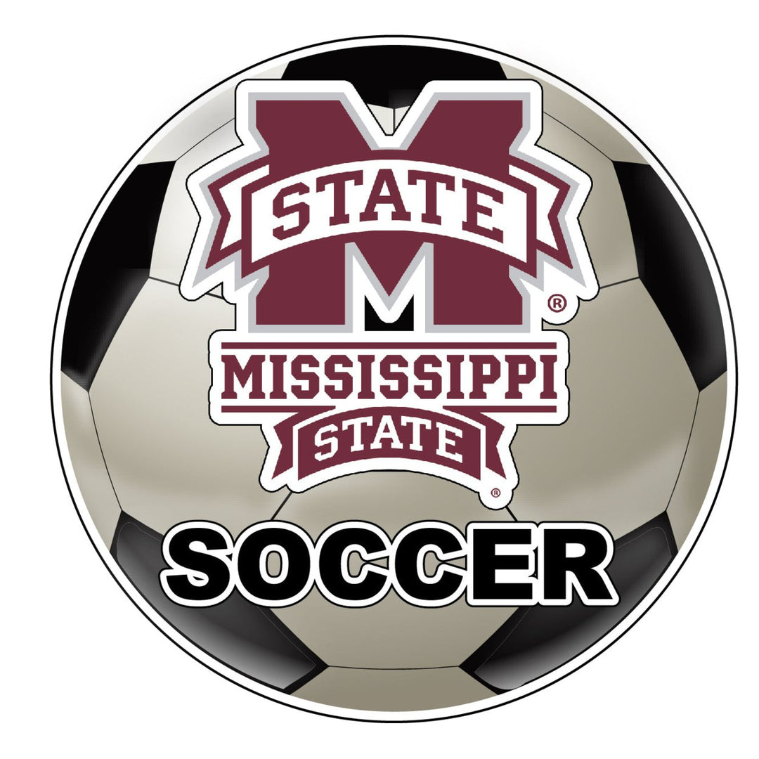 Mississippi State Bulldogs 4-Inch Round Soccer Ball NCAA Soccer Passion Vinyl Sticker Image 1