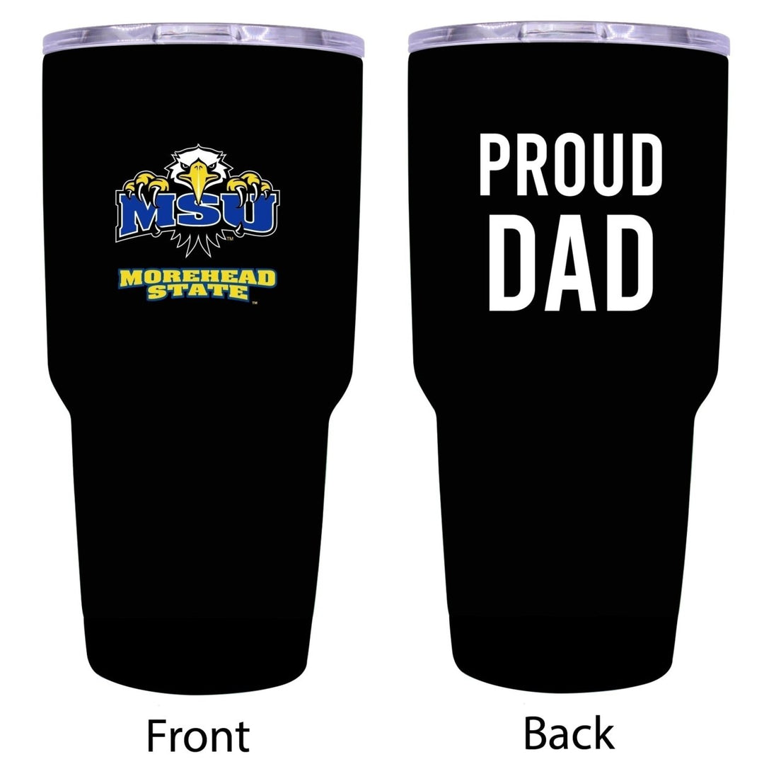 R and R Imports Morehead State University Proud Dad 24 oz Insulated Stainless Steel Tumblers Black. Image 1