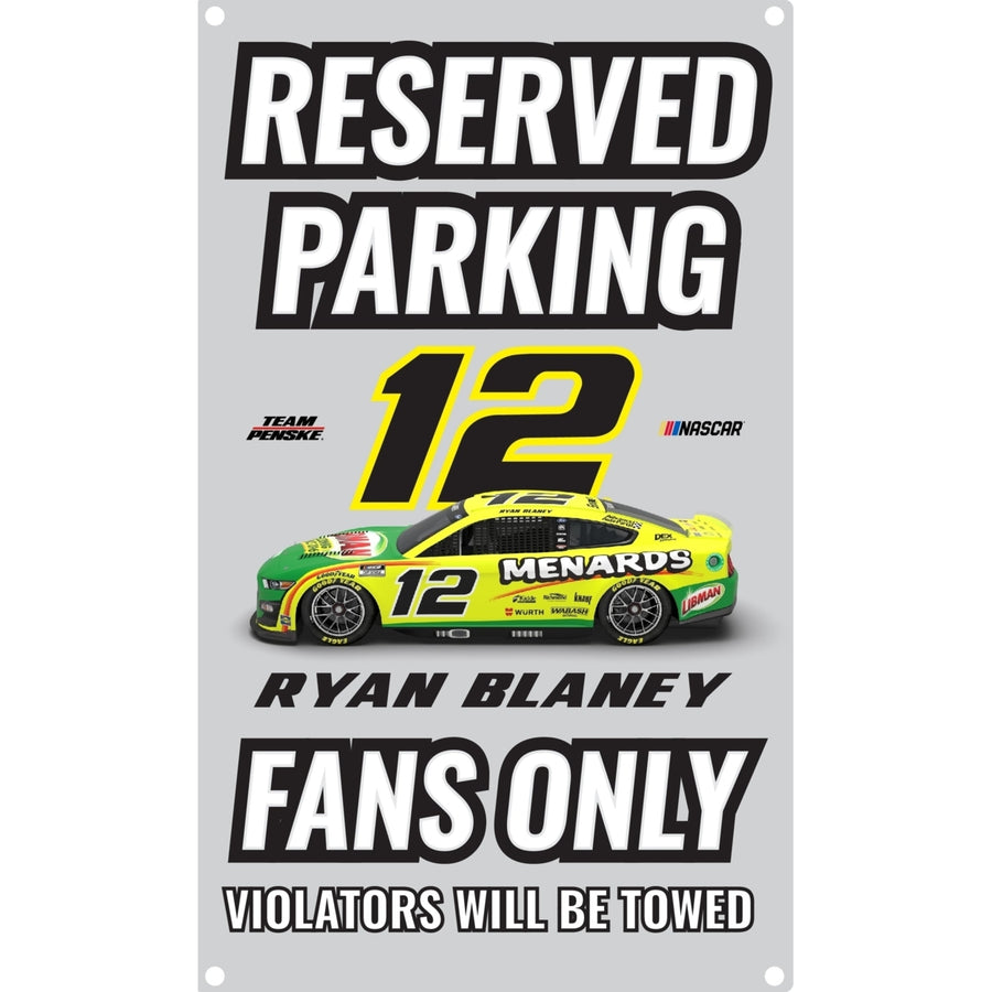 R and R Imports Nascar 12 Ryan Blaney No Parking Metal Sign  For 2022 Image 1