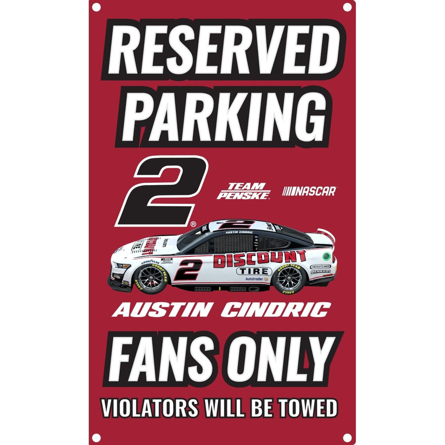 R and R Imports Nascar 2 Austin Cindric No Parking Metal Sign For 2022 Image 1